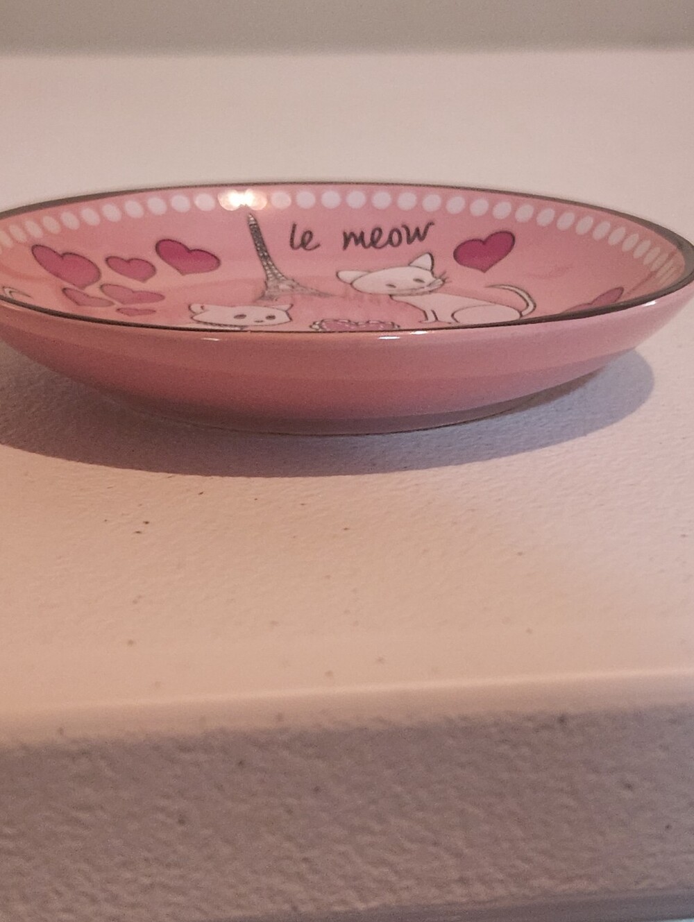 Whisker City Cat Ceramic Saucer Bowl Paris Pink White Amour - Picture 3 of 4